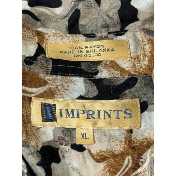 Vintage Hawaiian Shirt Imprints XL Tropical Hibiscus Floral Aloha Vacation Retro - Picture 4 of 4